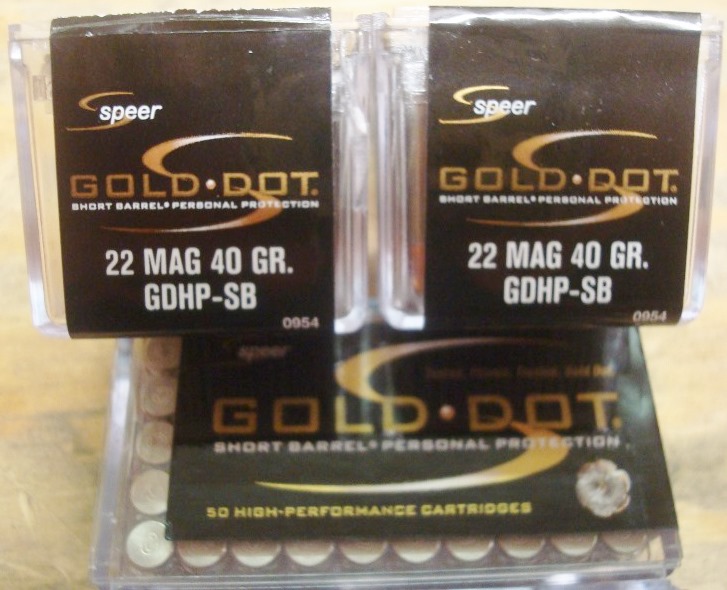 Speer - .22 magnum "Gold Dot" 40 gr JHP - GDHP 50 Rounds 954